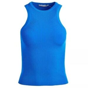 Alice + Olivia ALEENA FITTED RIB TANK Palace Blue - S - EUC
